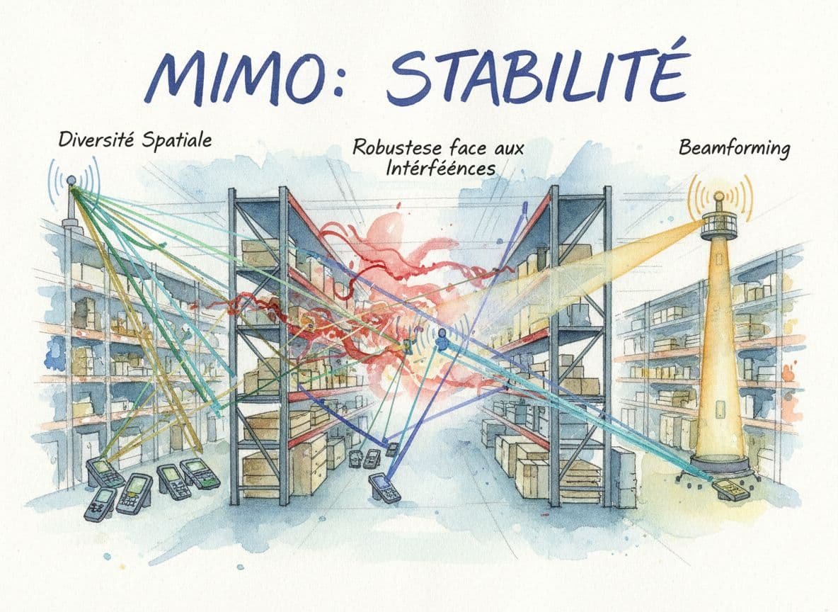 Pourquoi le MIMO améliore surtout la stabilité dans un entrepôt multi-terminaux